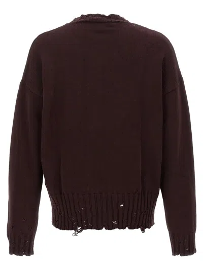 Marni Maroon Destroyed Effect Sweater In Red