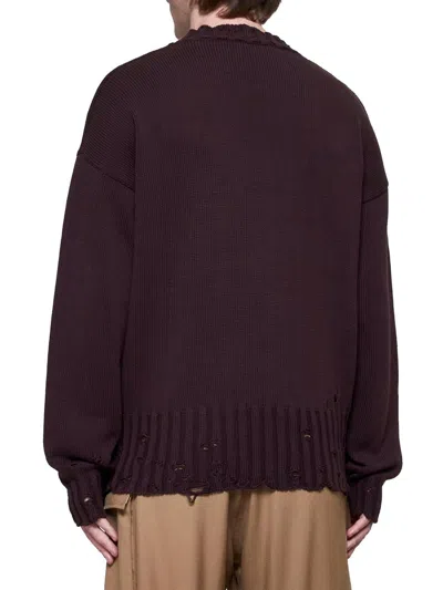 Marni Maroon Destroyed Effect Sweater In Red