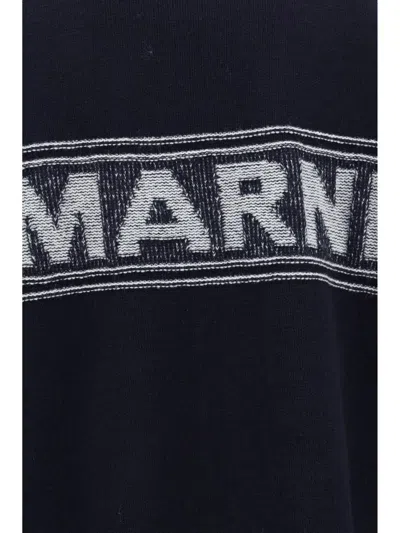 Shop Marni Logo Cardigan In Blue