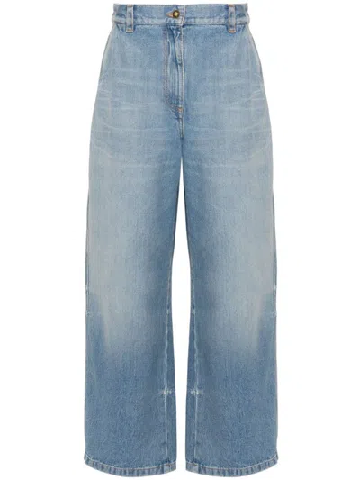 Shop Palm Angels High-rise Wide-leg Jeans In Light Blue Light Blue