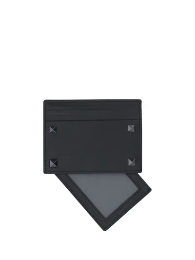 Valentino Rockstud Card Men's Holder In Black