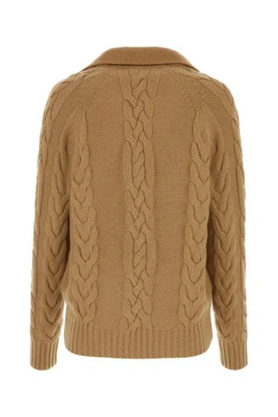 Max Mara Double-breasted Jacket With Textured Knit In Neutral