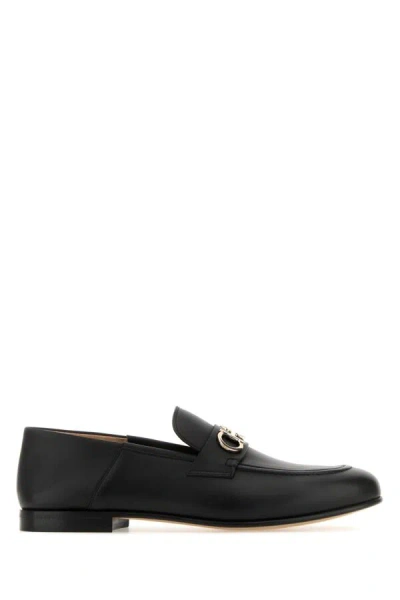 Ferragamo Gancini Ornament Calfskin Mule Loafers In Black