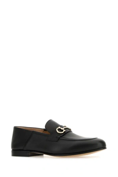Ferragamo Gancini Ornament Calfskin Mule Loafers In Black