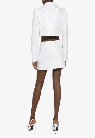 Dolce & Gabbana Dolce&gabbana Dg Logo Quilted Jacquard Crop Jacket In White