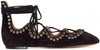 Isabel Marant Leo Embellished Suede Lace-up Ballerinas In Black