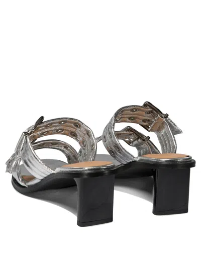 Shop Ganni "buckle" Mules In Silver