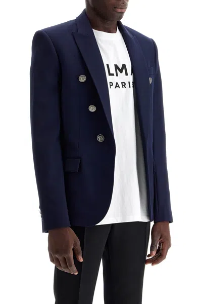 Shop Balmain Six Button Wool Jacket