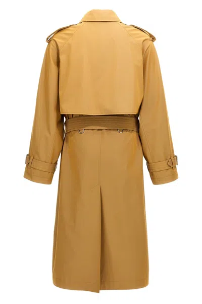 Burberry Double-breasted Long Trench Coat In Cream