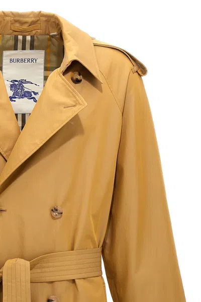 Burberry Double-breasted Long Trench Coat In Cream