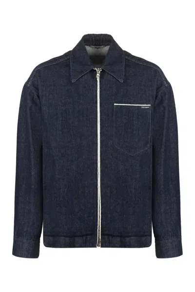 Dolce & Gabbana Denim Jacket With Buttoned Cuffs And Multiple Pockets In Denim