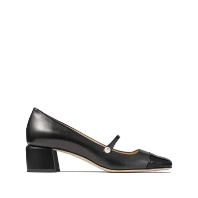 Jimmy Choo 'elisa 45' Black Pumps With Pearl Detail In Black