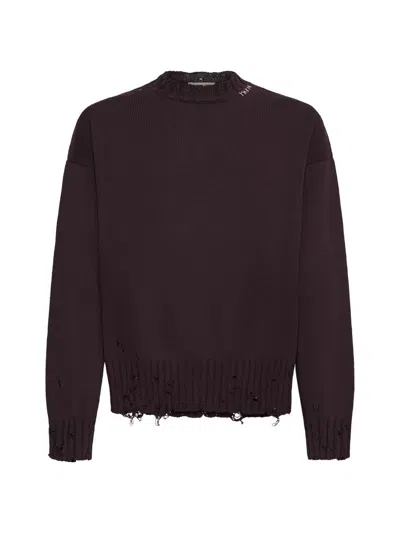 Marni Maroon Destroyed Effect Sweater In Red