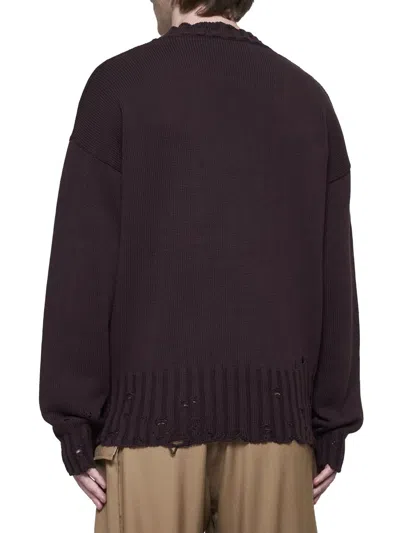 Marni Maroon Destroyed Effect Sweater In Red