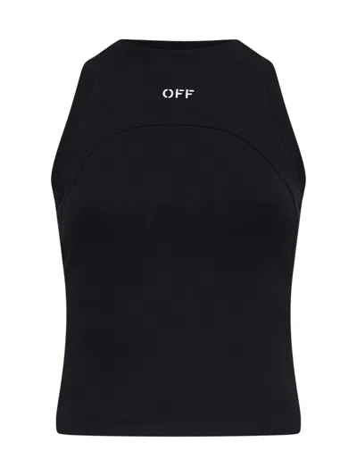 Off-white Off Stamp Rib Round Tank Top In Black