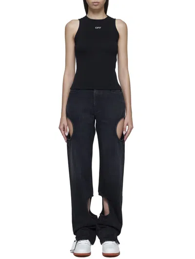 Off-white Off Stamp Rib Round Tank Top In Black