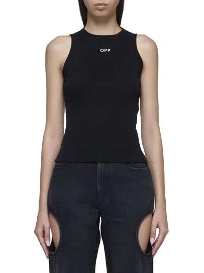 Off-white Off Stamp Rib Round Tank Top In Black