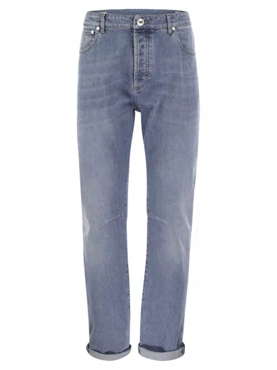 Shop Brunello Cucinelli Five Pocket Leisure Fit Trousers In Lightweight Denim