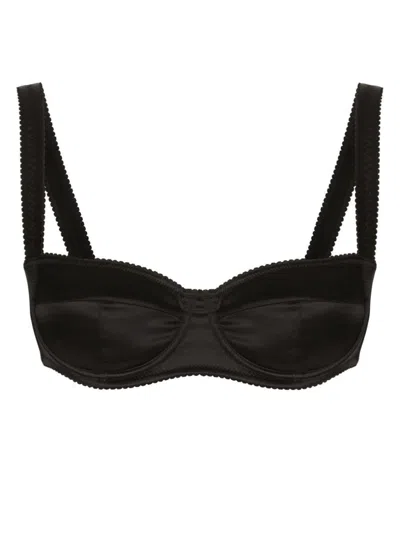 Dolce & Gabbana Balconette Bra With Adjustable Straps And Scalloped Edges In Black