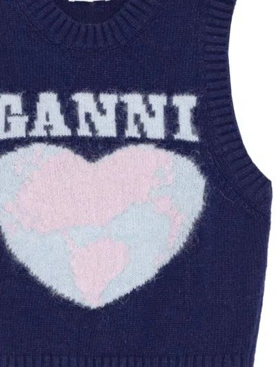 Shop Ganni Sweaters In Sky Captain