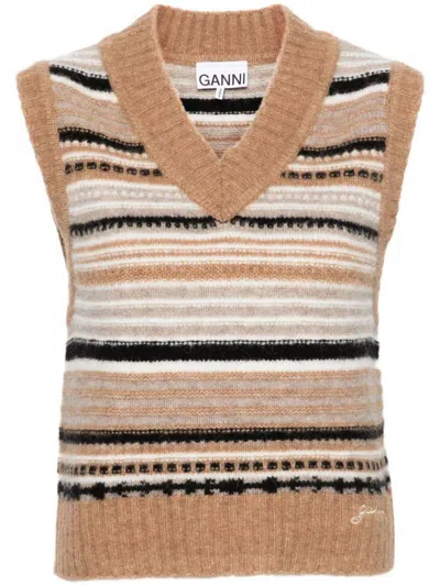 Shop Ganni Sweaters In Tiger Eye