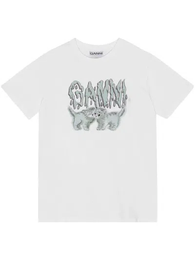 Shop Ganni T-shirts And Polos In White