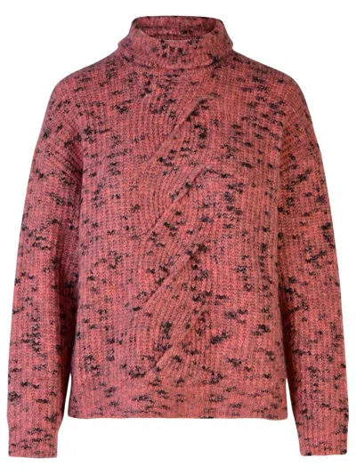 Moschino Jeans Roll-neck Cable-knit Jumper In Pink