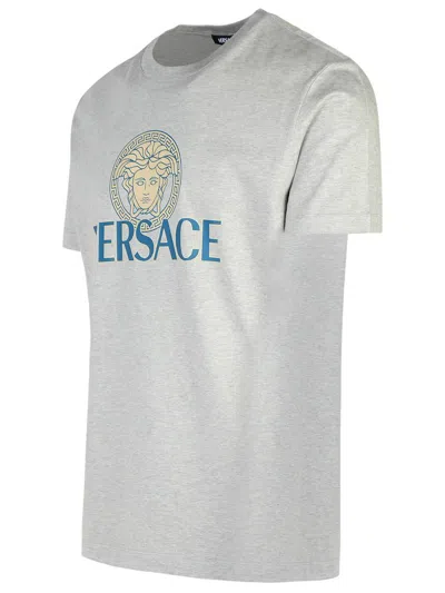 Shop Versace Gray Cotton T-shirt In Grey