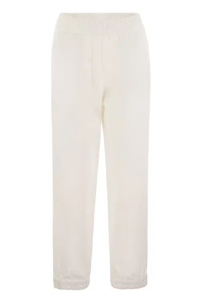 Shop Brunello Cucinelli Track Trousers In Light Cotton Fleece In White