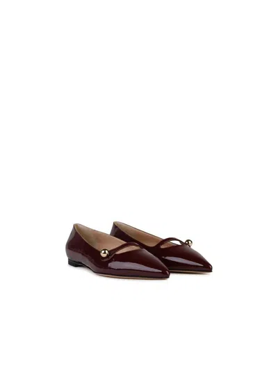 Casadei 'cleo' Shiny Leather Ballet Flats In Bordeaux