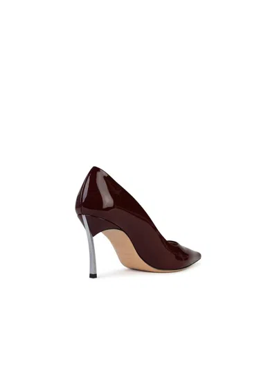 Shop Casadei 'superblade' Burgundy Shiny Leather Pumps In Bordeaux