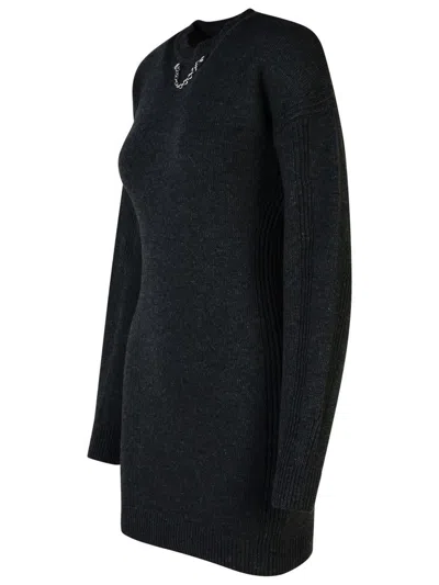 Moschino Wool Blend Dress With Cable Knit Detailing In Grey