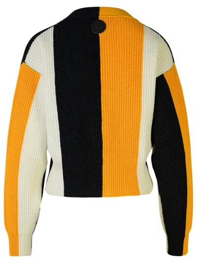 Moschino Jeans Wool And Viscose Blend Striped Cardigan In Multicolor