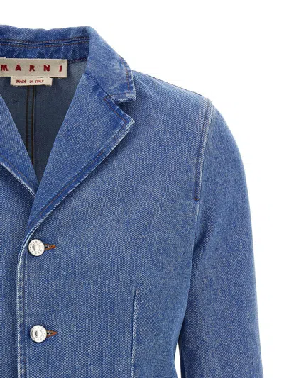 Shop Marni 'bleached Coated' Blazer In Blue