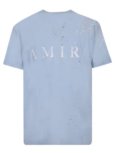 Amiri Straggered Logo Black/multicolor T-shirt In Blue