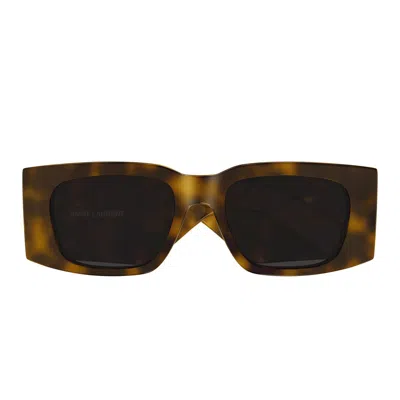 Saint Laurent Eyewear Rectangle Frame Sunglasses In Havana