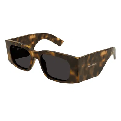 Saint Laurent Eyewear Rectangle Frame Sunglasses In Havana