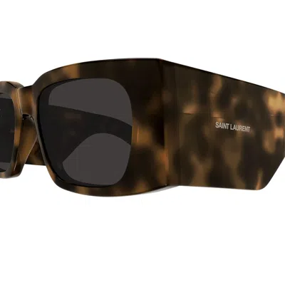 Saint Laurent Eyewear Rectangle Frame Sunglasses In Havana