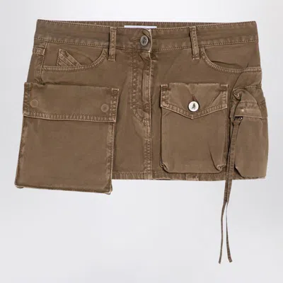 Shop Attico The  Fay Khaki Cargo Miniskirt In Brown