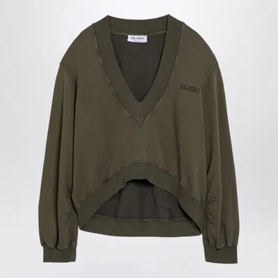 Shop Attico The  Oversized Faded V-neck Sweatshirt In Green