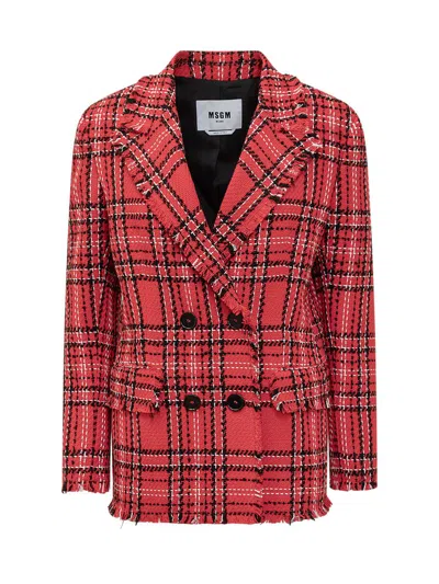 Shop Msgm Blazer Check In Red