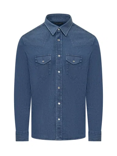 Shop Tom Ford Denim Western Shirt In Blue