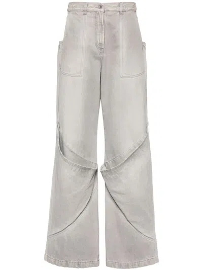 Attico Baggy Jeans With Pockets In Grey
