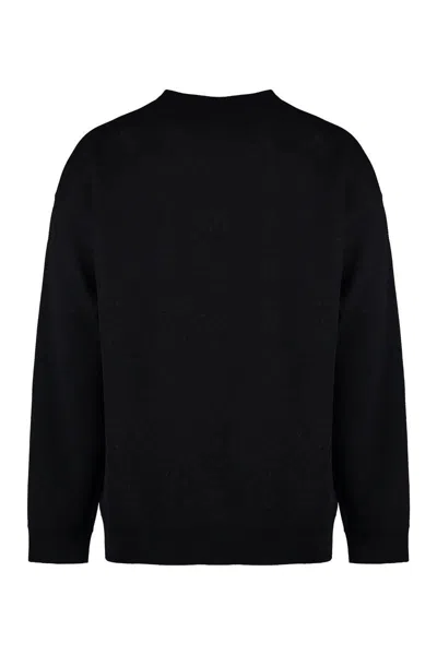 Shop Hugo Boss Boss Cotton Crew-neck Sweater In Black