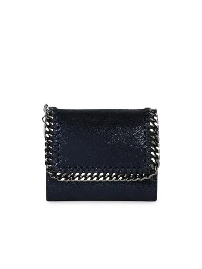 Stella Mccartney Women Black Shaggy Deer Small Falabella Wallet In Blue
