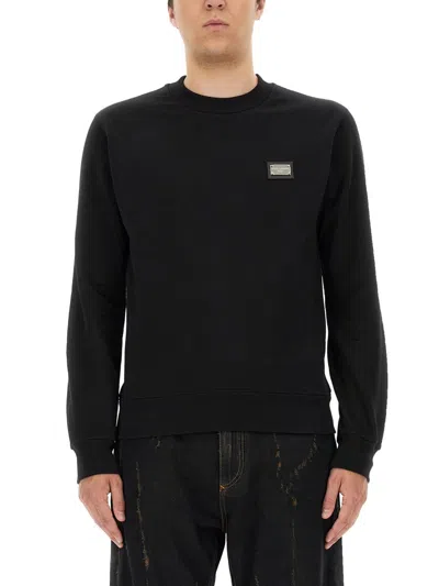 Shop Dolce & Gabbana Sweatshirt With Logo Plaque In Black