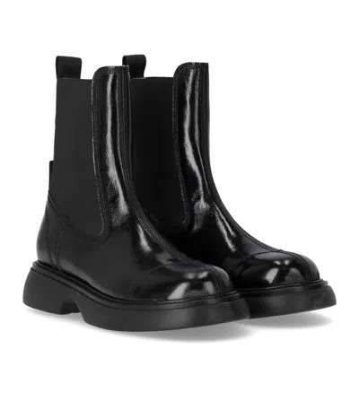 Shop Ganni Black Naplack Mid Chelsea Boot