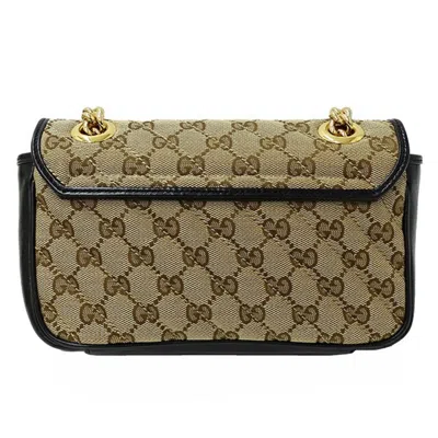 Pre-owned Gucci Gg Marmont Beige Canvas Shoulder Bag ()