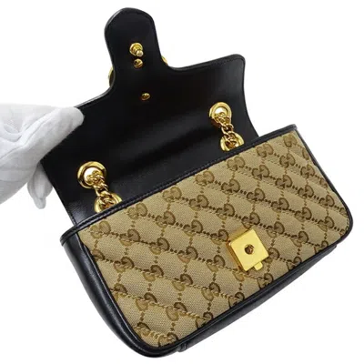 Pre-owned Gucci Gg Marmont Beige Canvas Shoulder Bag ()