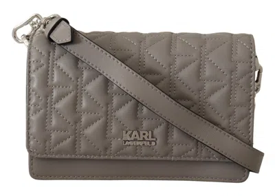 Karl Lagerfeld Light Grey Leather Crossbody Bag In Grey